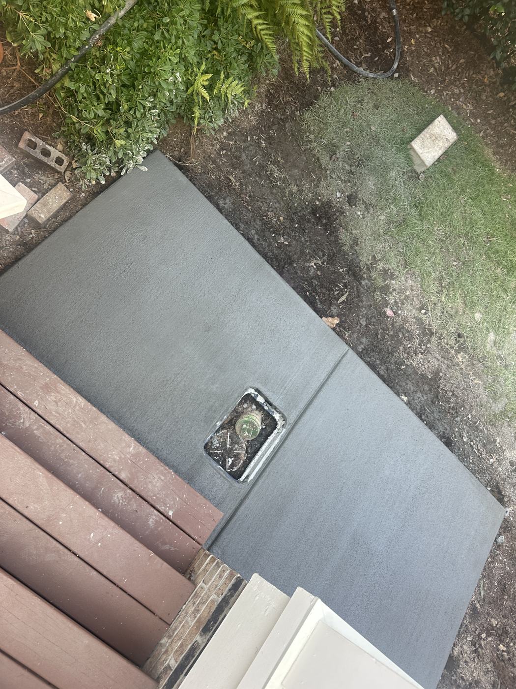 Walkway pour alongside the deck steps — Precision Palmetto, Columbia SC