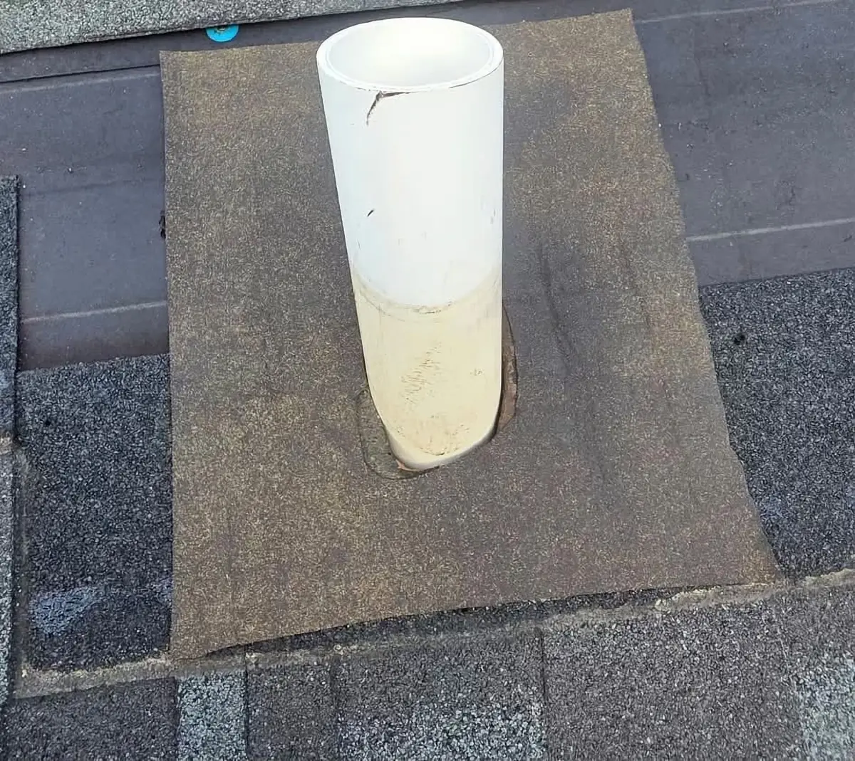 Ice and water shield laid around a plumbing vent before a new pipe boot in Blythewood, SC — Precision Palmetto