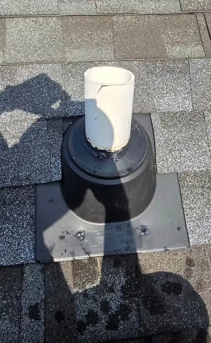 New pipe boot installed on a 15-year-old architectural shingle roof in Blythewood, SC — Precision Palmetto