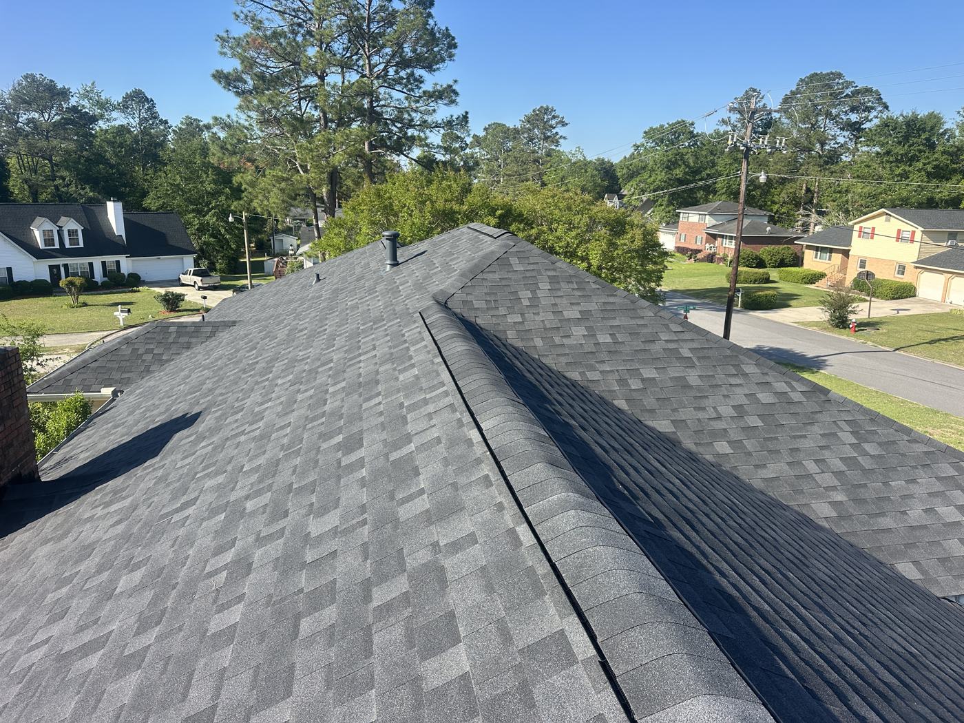 Full architectural shingle replacement with chimney flashing — Precision Palmetto, Columbia SC