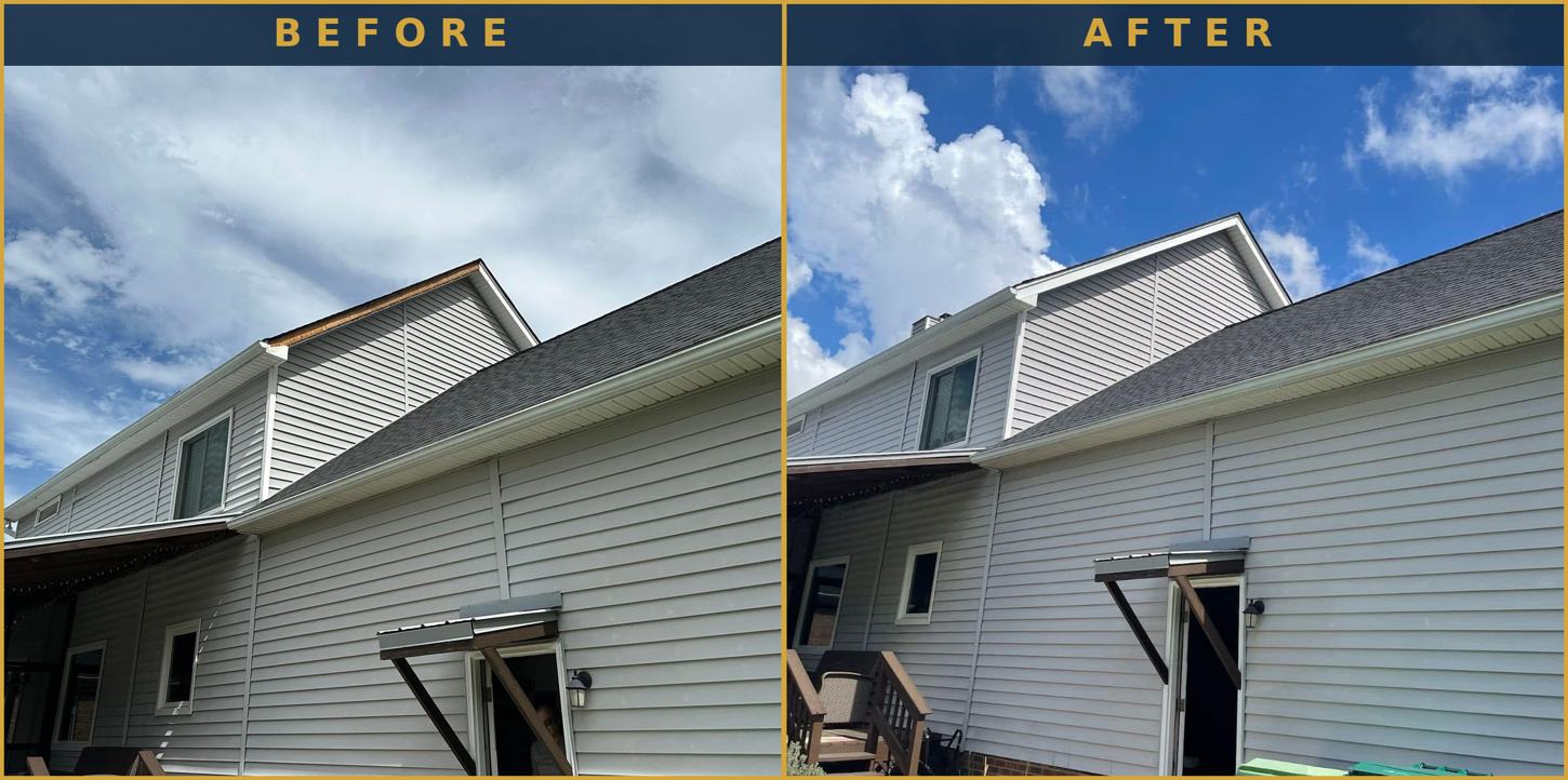 Before & after — fascia replacement after Hurricane Helene — Precision Palmetto, Columbia SC