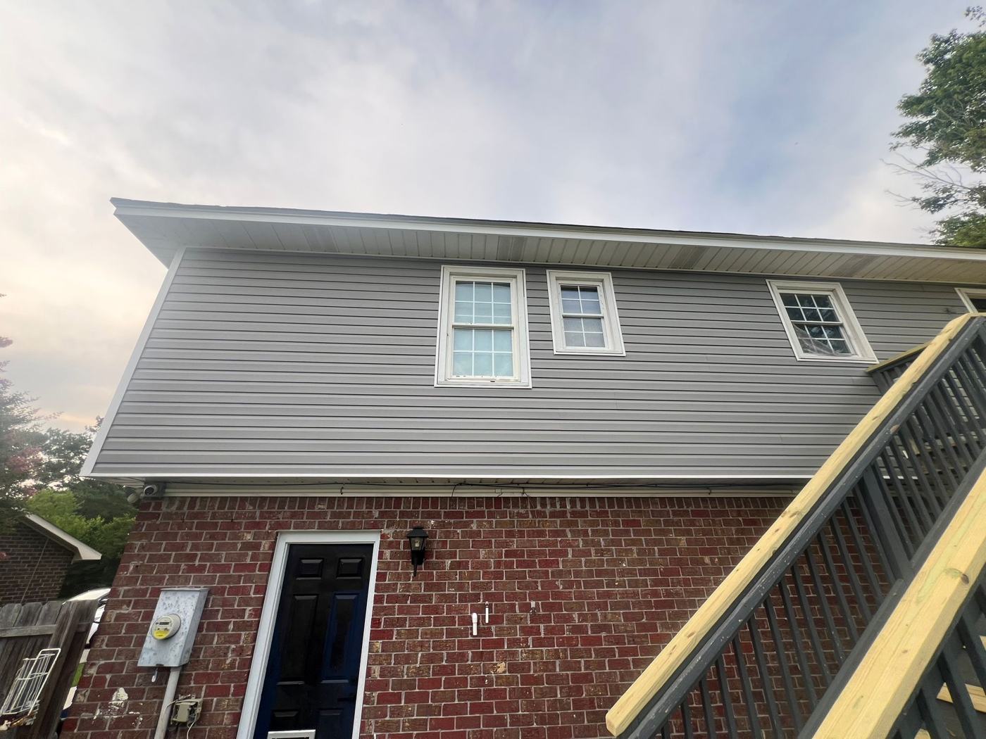 Rear elevation — siding, soffit, and trim complete — Precision Palmetto, Columbia SC